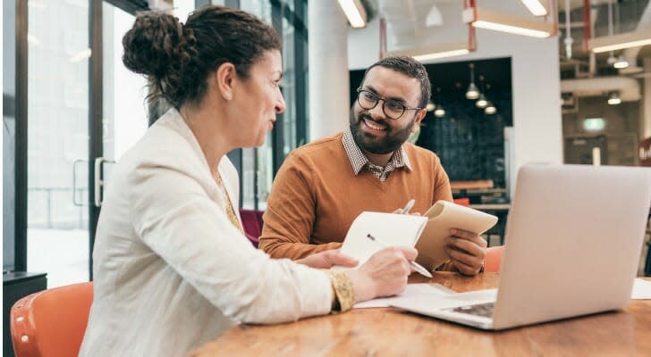 Woman working with her financial advisor