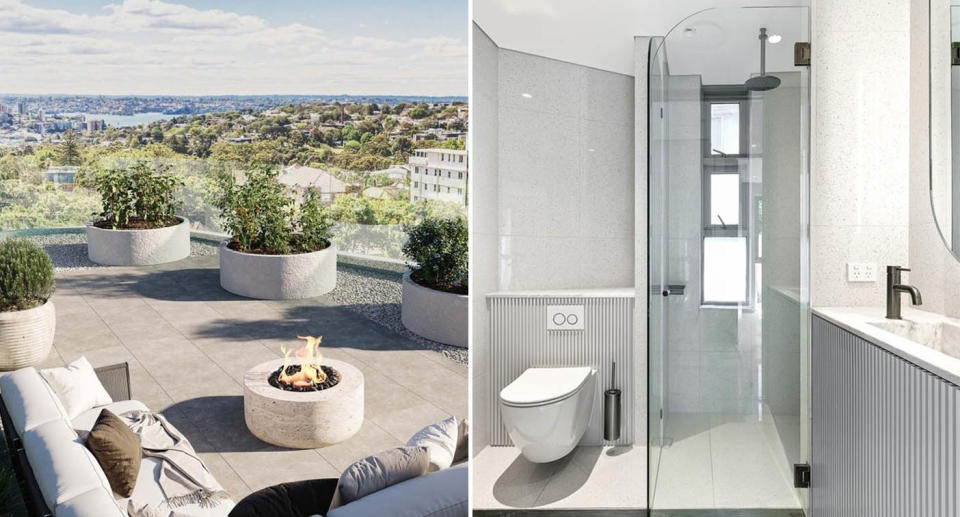 The roof top and bathroom areas of an apartment in Bondi, which is being advertised for $995 a week.