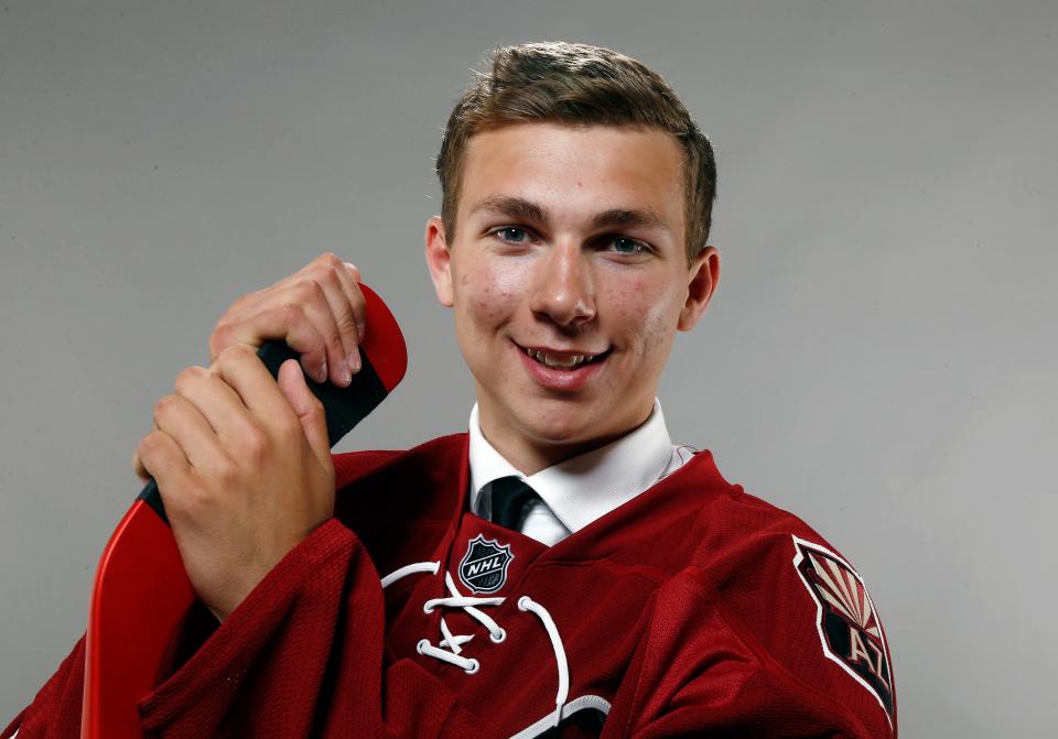 PHILADELPHIA, PA - JUNE 28: Michael Bunting of the Arizona Coyotes poses for a portrait during the 2014 NHL Draft at the Wells Fargo Center on June 28, 2014 in Philadelphia, Pennsylvania. (Photo by Jeff Zelevansky/Getty Images)