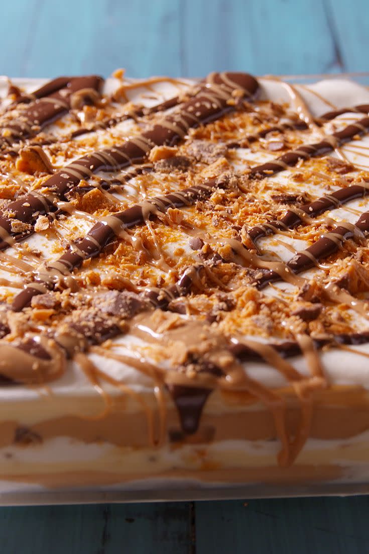 <p>It's peanut butter overload in the best way possible.</p><p>Get the recipe from <a href="https://www.delish.com/cooking/recipe-ideas/recipes/a49509/peanut-butter-dessert-lasagna-recipe/" rel="nofollow noopener" target="_blank" data-ylk="slk:Delish;elm:context_link;itc:0;sec:content-canvas" class="link ">Delish</a>.</p>