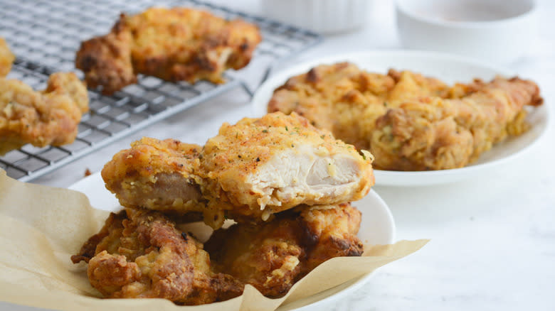 fried chicken on plates