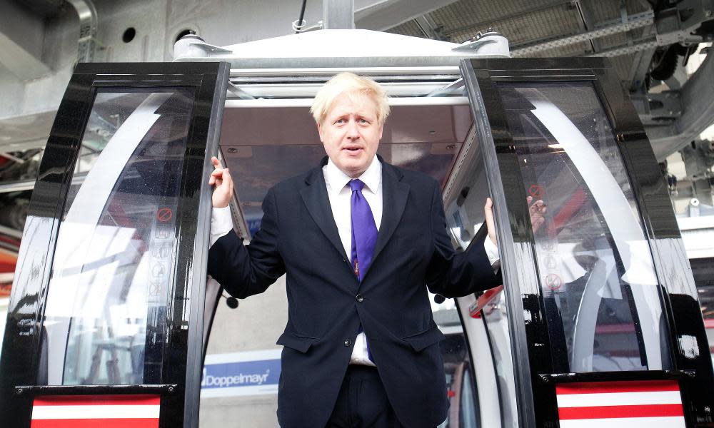 Boris Johnson at the opening of the Thames cable car crossing.