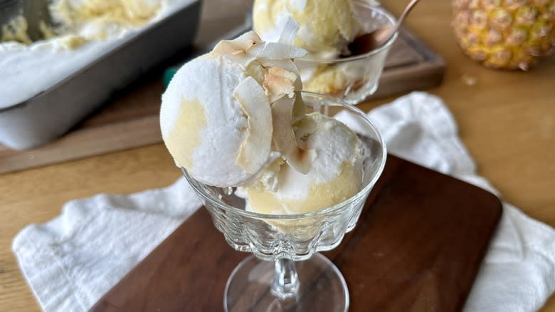 piña colada sorbet in cup