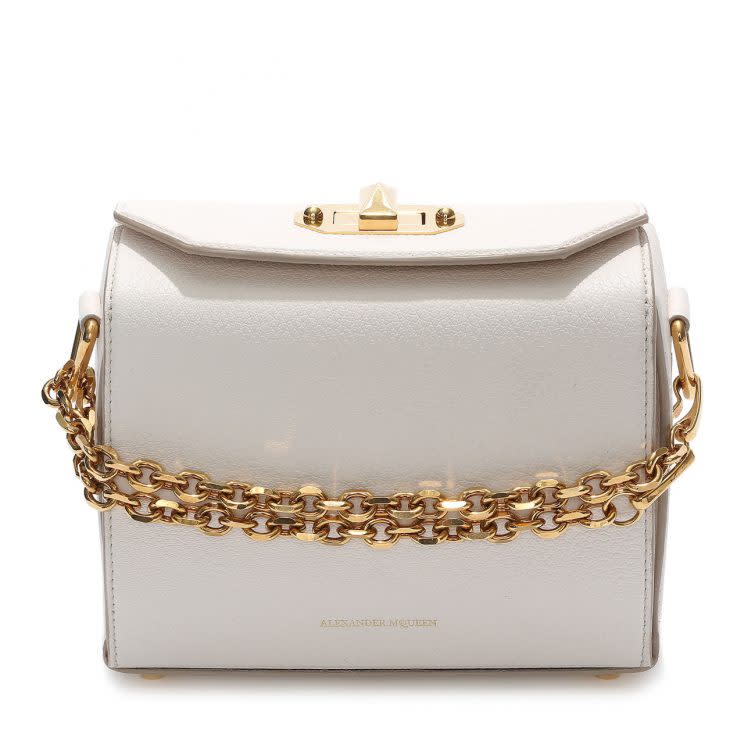 Alexander McQueen's Box Bag in white leather.