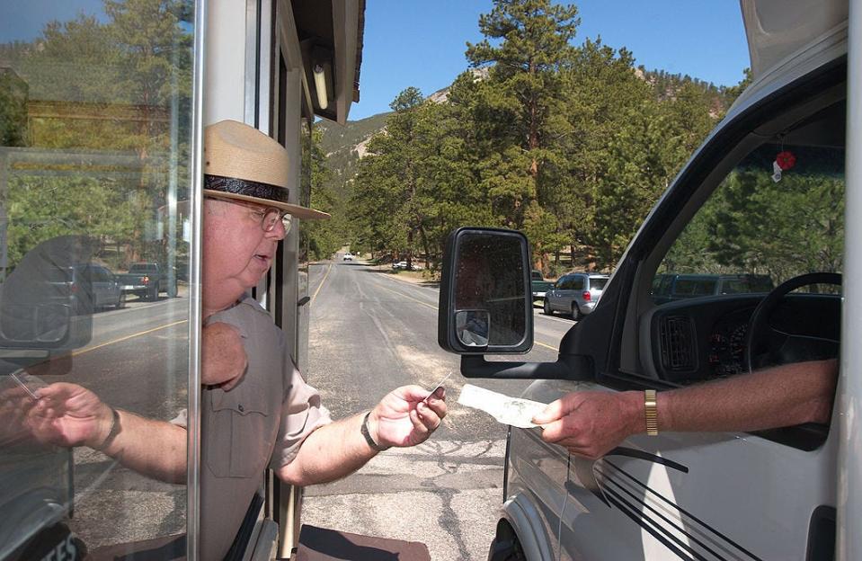 Ranger Marv Rutkowski welcomes visitors to Rocky Mountain National Park.