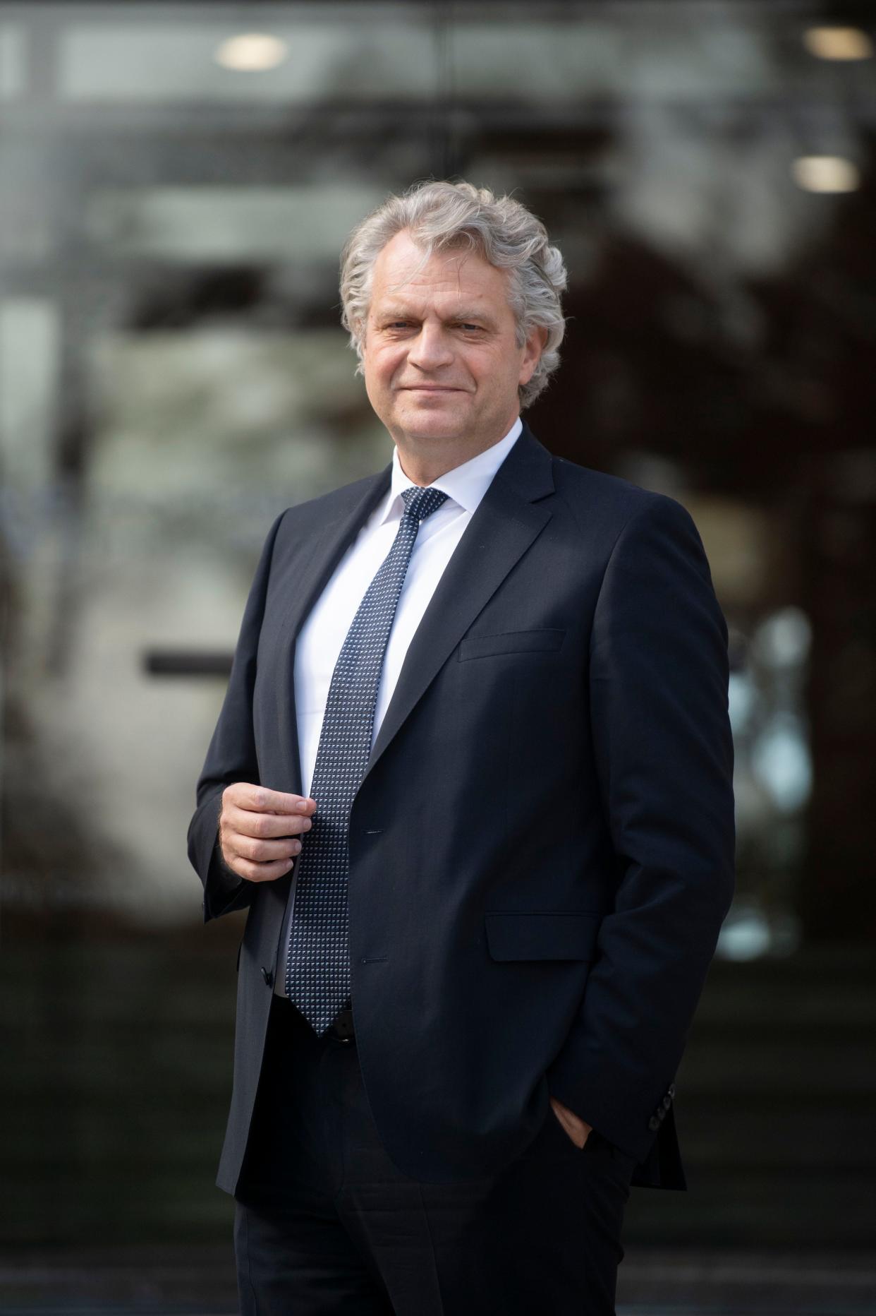 Vanderbilt University Chancellor Daniel Diermeier, stands outside at Vanderbilt Univeristy in Nashville , Tenn., Friday, Nov. 10, 2023.