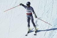 Alpine Skiing - FIS Alpine Skiing World Championships - Alpine Team Event - St. Moritz, Switzerland - 14/2/17 - Mathieu Faivre of France celebrates winning gold in the final of the parallel slalom Mixed Team event. REUTERS/Denis Balibouse