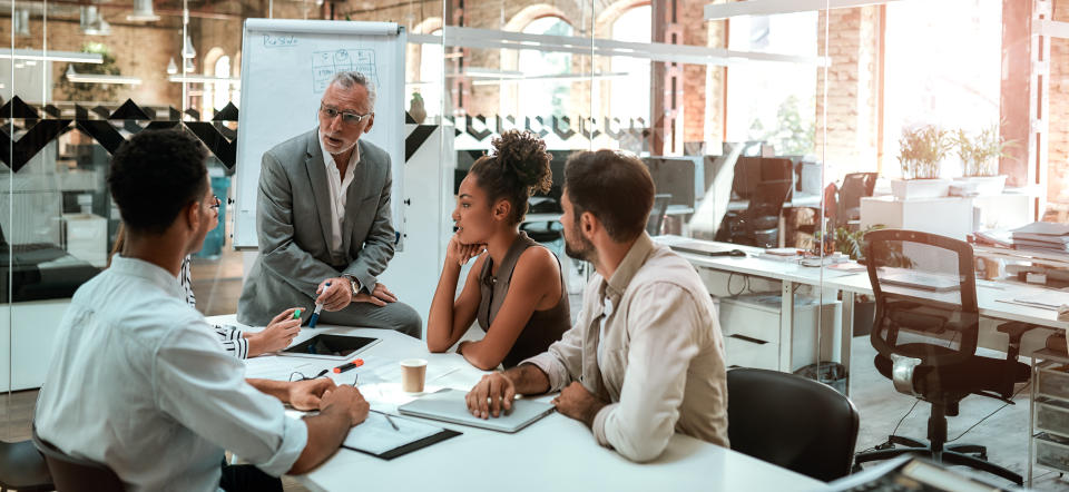 A team meeting in an office