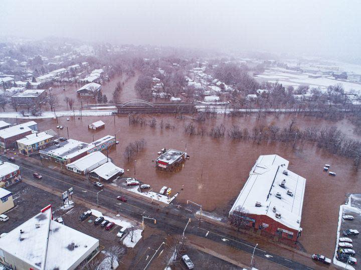 A drone captured a photo of significant flooding in the town of Sussex, N.B. 