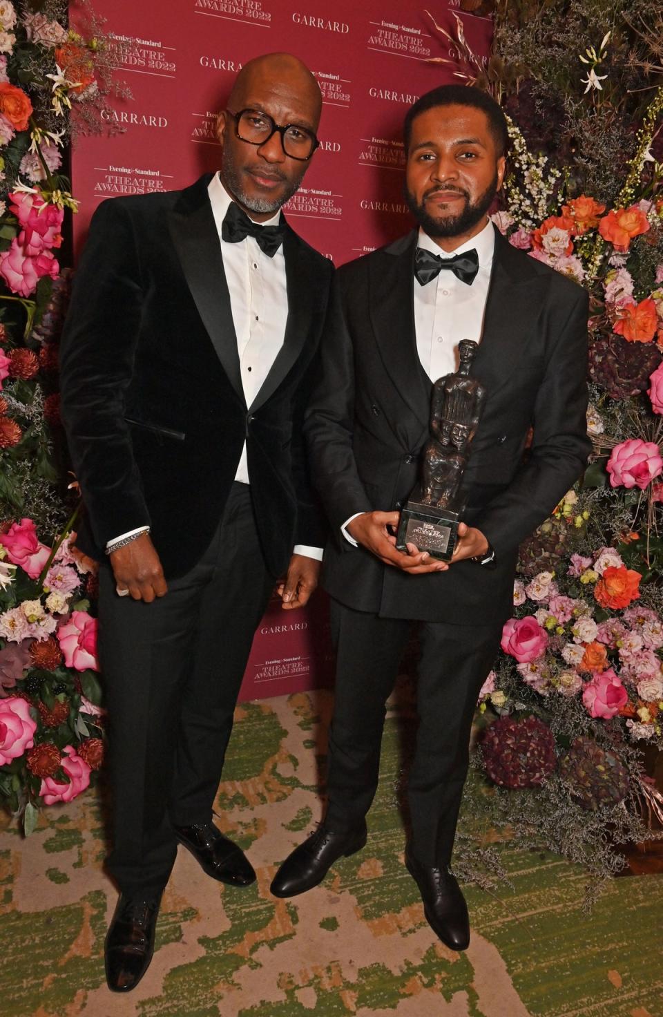 Tyrell Williams, right, winner of the Charles Wintour Award for Most Promising Playwright for Red Pitch, with Clint Dyer (Dave Benett)