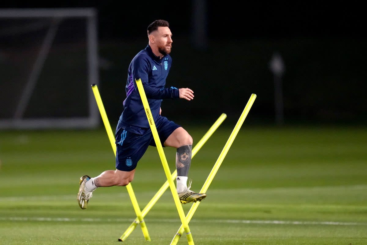 Argentina’s Lionel Messi during a training session on Monday (Nick Potts/PA). (PA Wire)