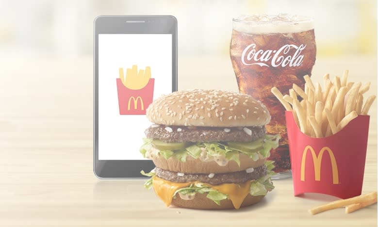 Picture of McDonald's Big Mac, Fries, Coke, iPhone