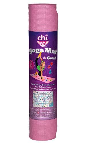 Pink Kids Yoga Mat - Phresh Chi Mat + Free Yoga App & How-To Poster - Exercise Game – Easy to Learn, Makes Yoga Fun - Helps Alignment, Flexibility, Weight-loss, and Mindfulness - Great for Kid, Family