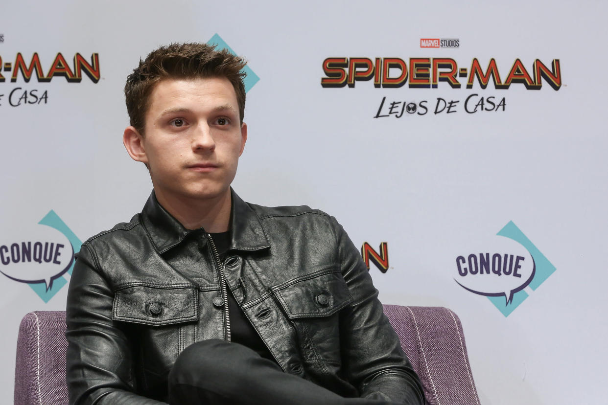 QUERETARO, MEXICO - MAY 04:  Tom Holland attends Conque 2019 to present the new film "Spider-Man: Far From Home" at Centro de Congresos on May 4, 2019 in Queretaro, Mexico.  (Photo by Victor Chavez/Getty Images)