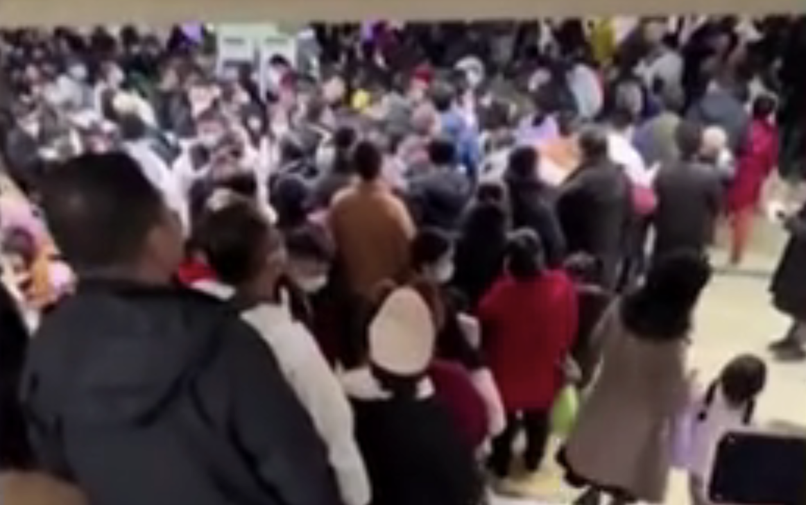 The packed waiting area at a hospital in Beijing at the weekend. (Reuters)