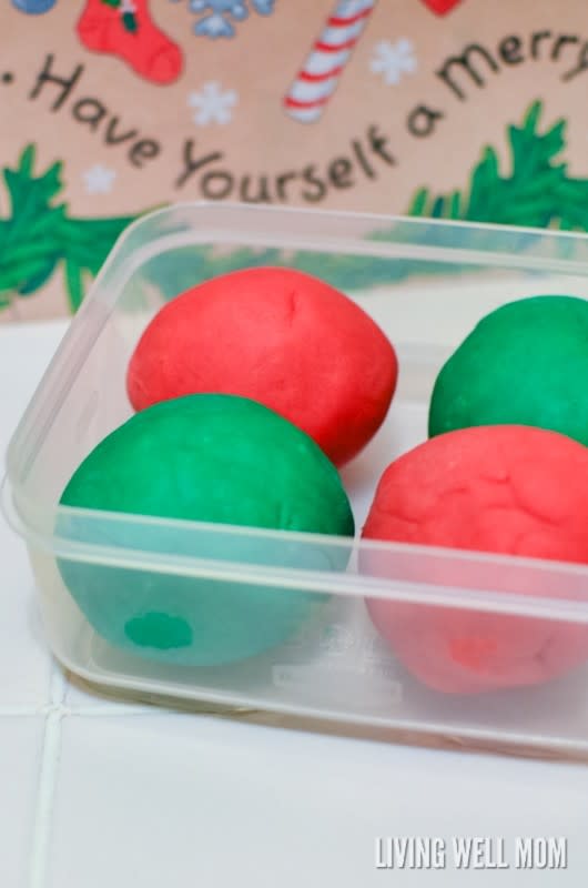 <p>Living Well Mom</p><p>This is one craft your children won’t be able to resist! The best part is, it hardly costs anything to make. Head over to <em><a href="https://livingwellmom.com/homemade-playdough-for-christmas-diy-stocking-stuffer/" rel="nofollow noopener" target="_blank" data-ylk="slk:Living Well Mom;elm:context_link;itc:0;sec:content-canvas" class="link rapid-noclick-resp">Living Well Mom</a></em> for the recipe!</p>