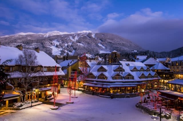 Whistler winter village at dusk