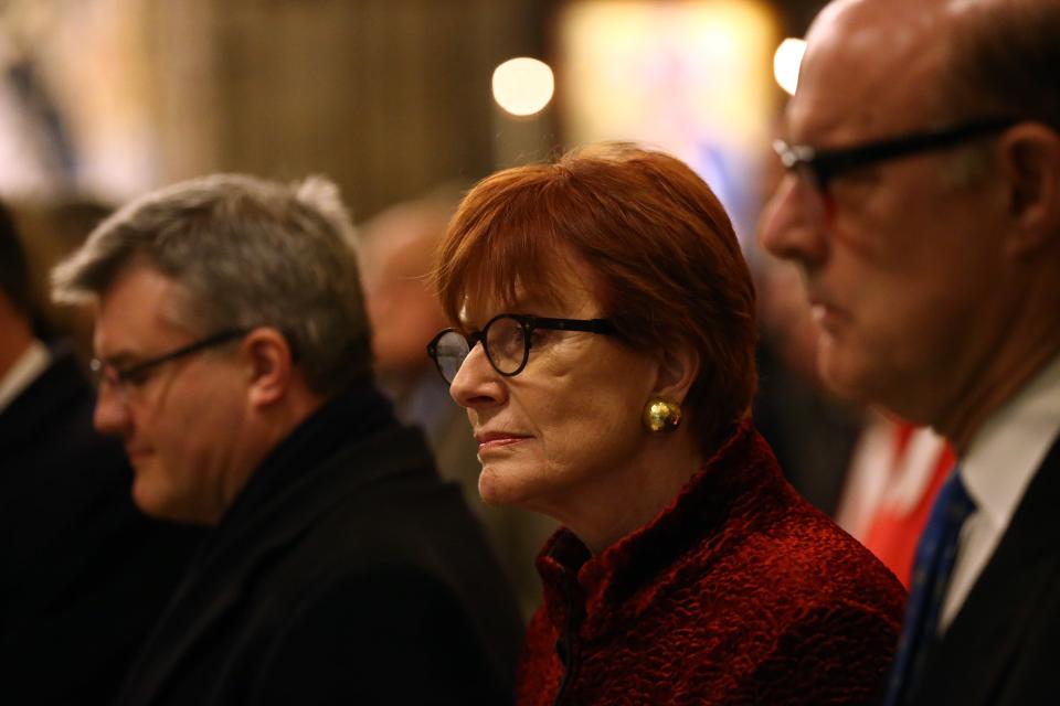 Sandys at a memorial to mark the 50th anniversary of her grandfather's funeral - Credit: 2015 Getty Images/Carl Court