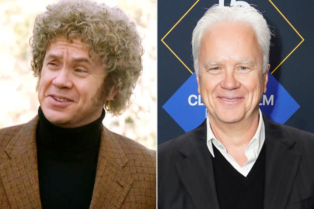 <p>CBS via Getty; Presley Ann/Getty</p> Tim Robbins in 2004's Anchorman and in 2024