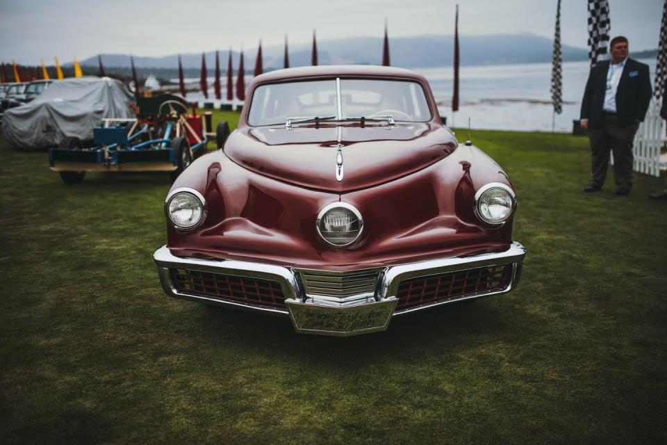 <p>This is the <a href="https://www.roadandtrack.com/car-culture/a32752/a-3-million-tucker-48-prototype-was-discovered-stuck-in-mud-behind-a-barn/" rel="nofollow noopener" target="_blank" data-ylk="slk:Tin Goose;elm:context_link;itc:0;sec:content-canvas" class="link ">Tin Goose</a>, the infamous prototype for the Car of Tomorrow.</p>