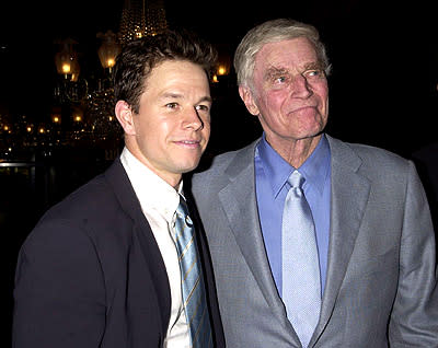 Mark Wahlberg and Charlton Heston at the New York premiere of 20th Century Fox's Planet Of The Apes