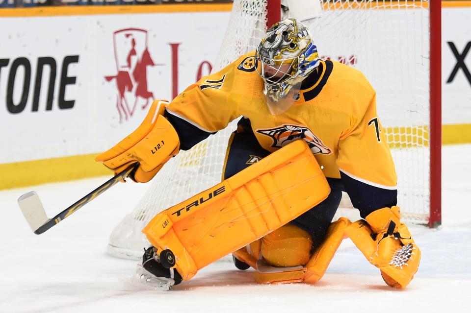 Juuse Saros made $1.5 million last season, but should get a big raise as the Nashville Predators' No. 1 goaltender.