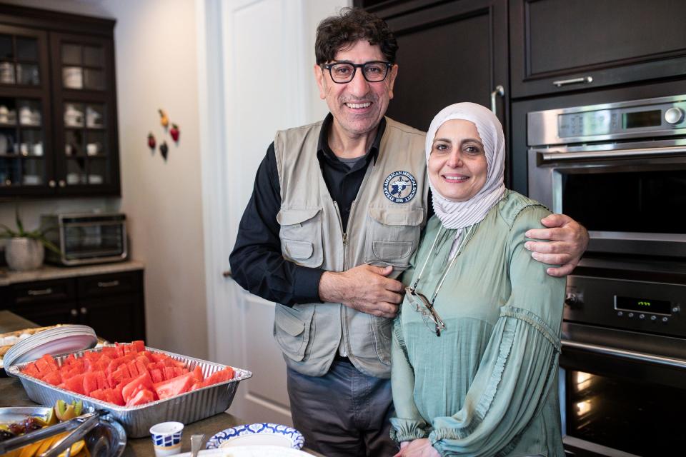 Dr. Ammar Ghanem and his wife, Amnah Allboani Ghanem, at home in West Bloomfield on Saturday, May 18, 2024.