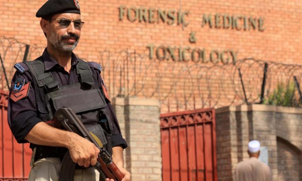 A Pakistan police officer in Peshawar