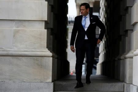 U.S. Senator Marco Rubio (R-FL) departs from the Capitol Building for a briefing on North Korea at the White House, in Washington, U.S., April 26, 2017. REUTERS/Aaron P. Bernstein