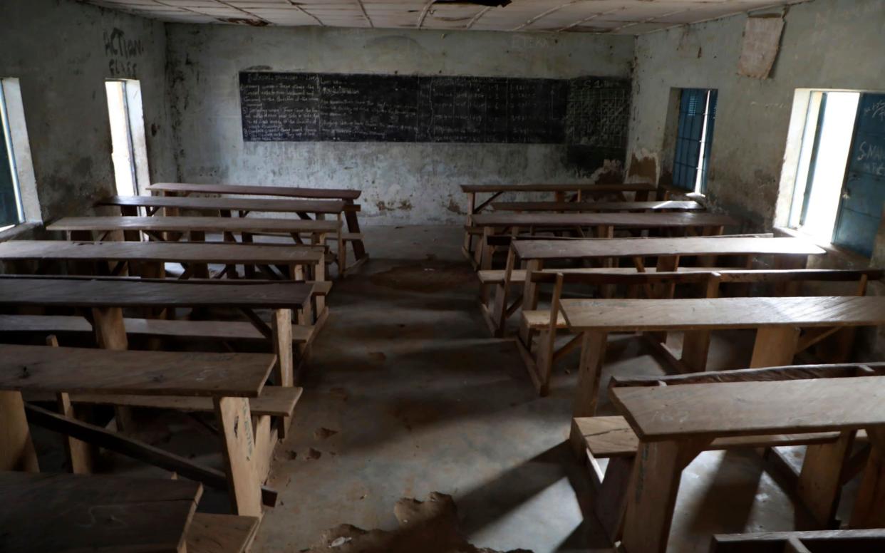 An empty class room following an attack by gunmen at Government Science College, Kagara, Nigeria, Thursday, Feb. 18, 2021. - AP