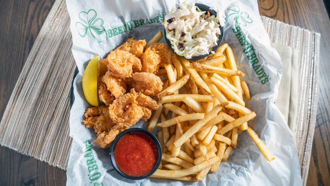 This is the fried shrimp platter at Beef ‘O’ Brady’s.The Florida-based sports pub chain began in Brandon, Florida and now operates in 21 states. The brand plans to expand in Georgia in both Muscogee and Bibb counties.