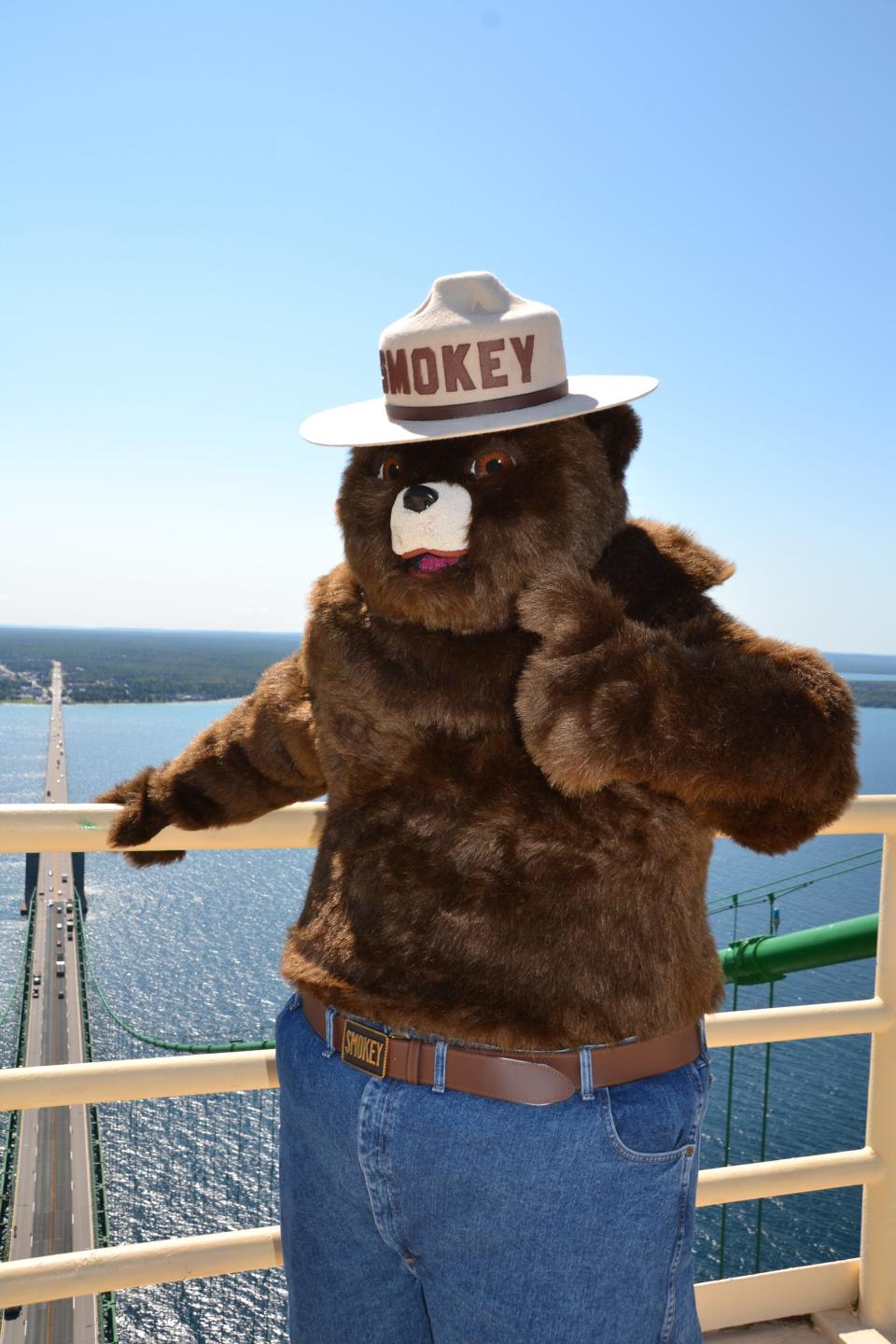 The Michigan Department of Natural Resources uses Smokey Bear suits to discuss fire prevention throughout the state.