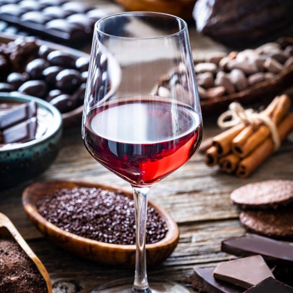red wine with chocolate