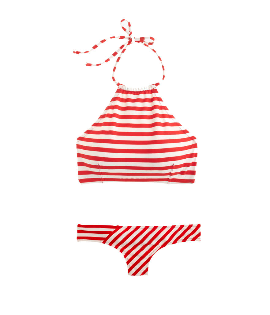 <p>Surf Hipster Bikini Botton in Classic Stripe, $44, <a rel="nofollow noopener" href="https://www.jcrew.com/us/p/womens_category/swim2/printspatterns/surf-hipster-bikini-bottom-in-classic-stripe/E8403?color_name=navy-ivory" target="_blank" data-ylk="slk:jcrew.com;elm:context_link;itc:0;sec:content-canvas" class="link ">jcrew.com</a><br>Cropped Bikini Top in Classic Stripe, $44,<a rel="nofollow noopener" href="https://www.jcrew.com/p/womens_category/swim2/printspatterns/cropped-bikini-top-in-classic-stripe/E8392" target="_blank" data-ylk="slk:jcrew.com;elm:context_link;itc:0;sec:content-canvas" class="link "> jcrew.com</a> </p>