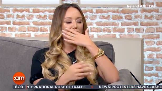 Charlotte broke down during a live TV appearance. Copyright: [Ireland AM]