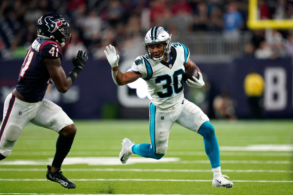 Rookie running back Chuba Hubbard was a fourth-round draft pick out of Oklahoma State. With Christian McCaffrey out for several weeks, Hubbard will take over as the Panthers' starter.