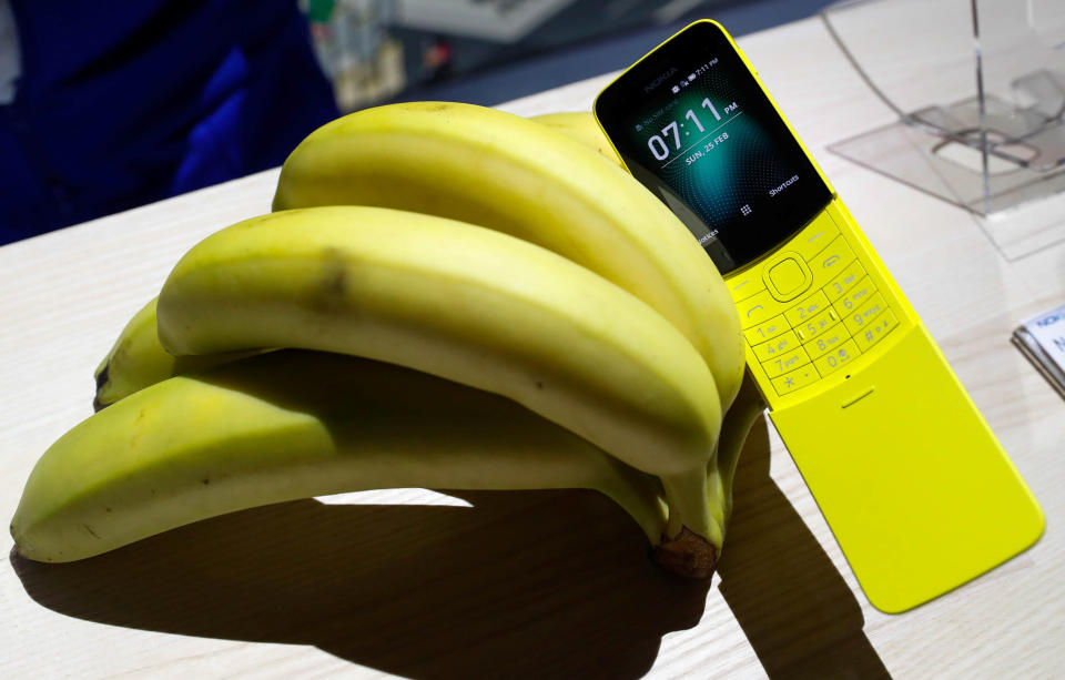 The new Nokia 8110 is displayed during the Mobile World Congress in Barcelona, Spain (REUTERS/Yves Herman)