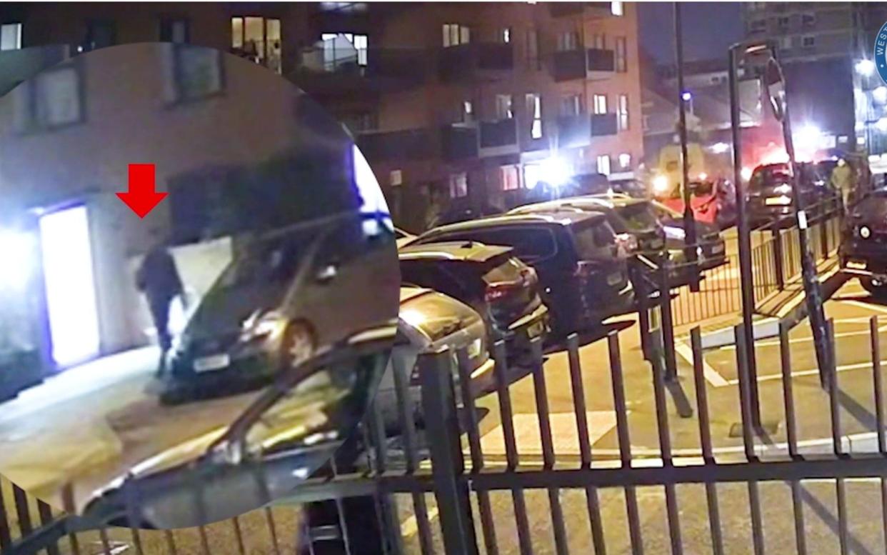 Mohammed Abbkr is seen leaving the scene close to West Ealing Islamic Centre, London, after the attack on 82-year-old Hashi Odowa