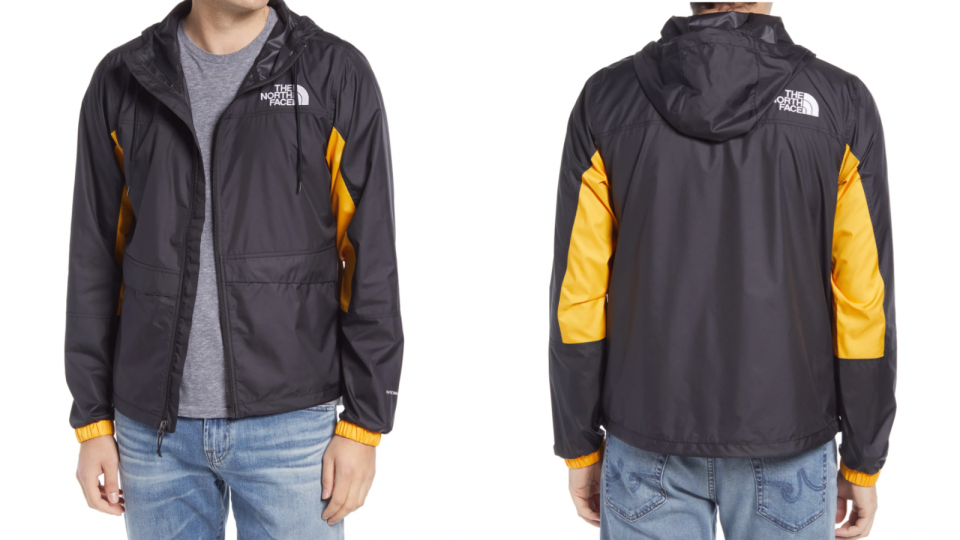 This windbreaker from The North Face will guard against wind and rain.