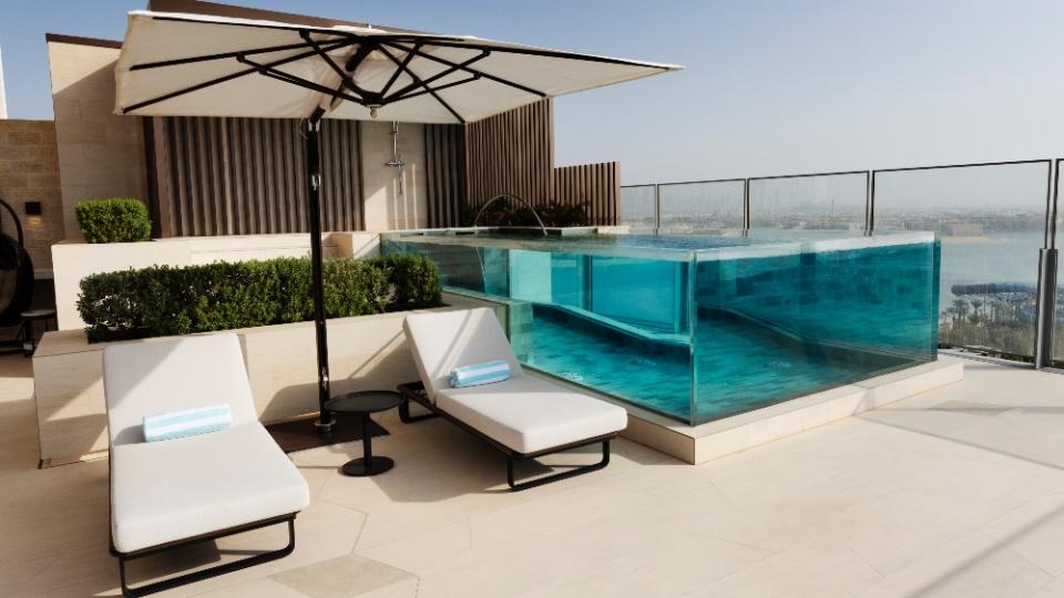 One of 44 Sky Pool Villa Suites which come with private infinity pools, inviting guests to swim among the clouds. (Photo by Francois Nel/Getty Images for Atlantis Dubai)