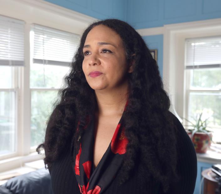 Environmental activist Raya Salter at her New Rochelle home March 31, 2022. She is a member of the New York State Climate Action Council,