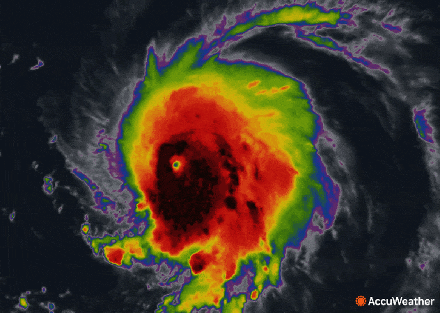 Hurricane Lee on infrared satellite on the morning of Sept. 8.