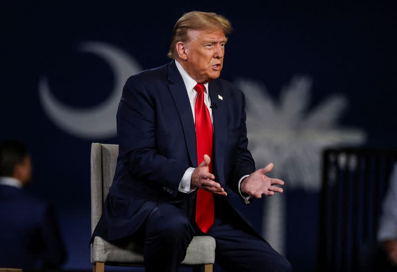 FILE PHOTO: Trump participates in a Fox News town hall with Laura Ingraham in Greenville