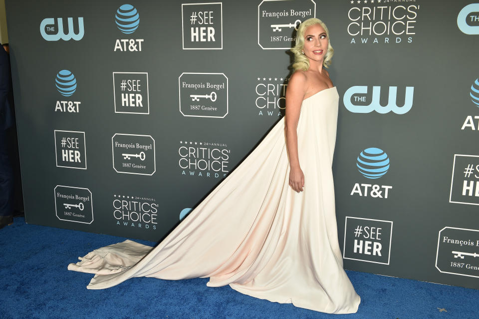 <p>Lady Gaga durante su paso por la alfombra de los Critics’ Choice Awards. Getty Images </p>