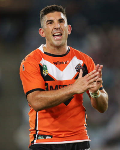 The Wests Tigers star is sidelined with a biceps injury, unlikely to return this season, and will enter a full-time career in the media.