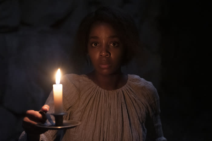 Thuso Mbedu as Cora in the TV adaptation of Whitehead's 'The Underground Railroad'<span class="copyright">Kyle Kaplan/Amazon Studios—KYLEBONOKAPLAN</span>