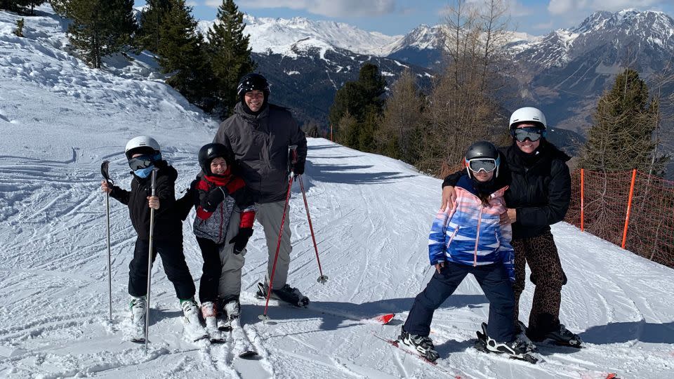 The Mersinger family poses for a photo on the slopes in Italy. - Katie Mersinger