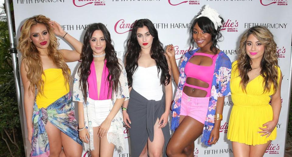 Fitfth Harmony members in 2015 (L-R) Dinah-Jane Hansen, Cabello, Lauren Jauregui, Normani Kordei and Ally Brooke (Getty Images)