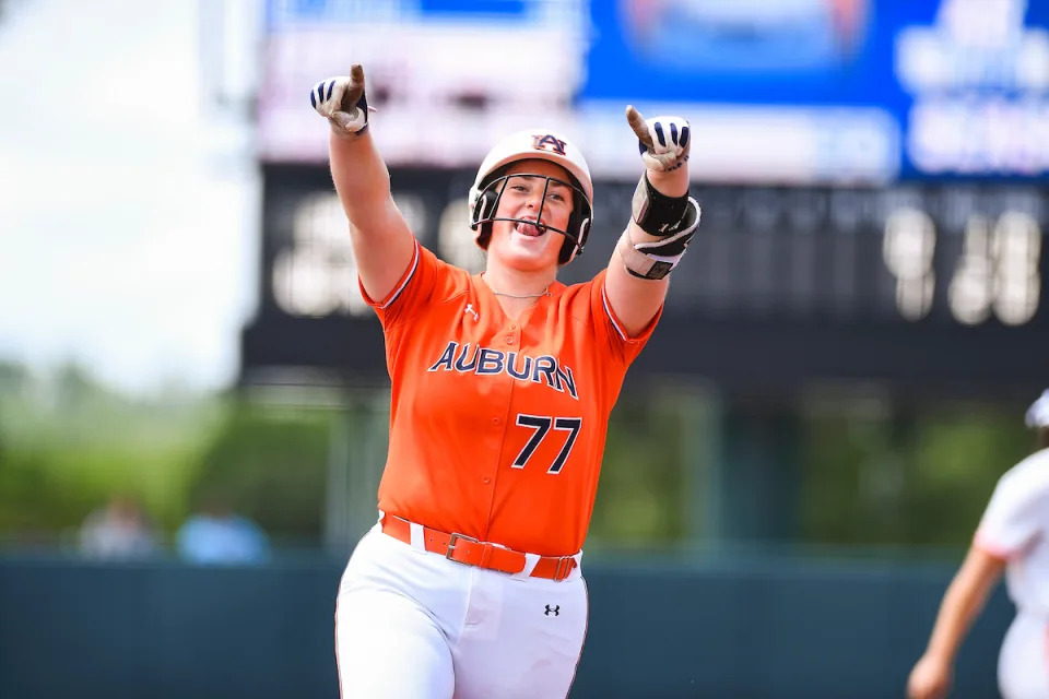 Bri Ellis (77) during the NCAA regional finals game between the Clemson Tigers and the #17 Auburn Tigers at McWorther Stadium in Clemson, SC on Sunday, May 21, 2023.<br>Grayson Belanger/Auburn Tigers