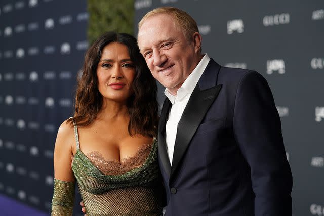 <p>Presley Ann/Getty Images</p> Salma Hayek Pinault and François-Henri Pinault on Nov. 5, 2022